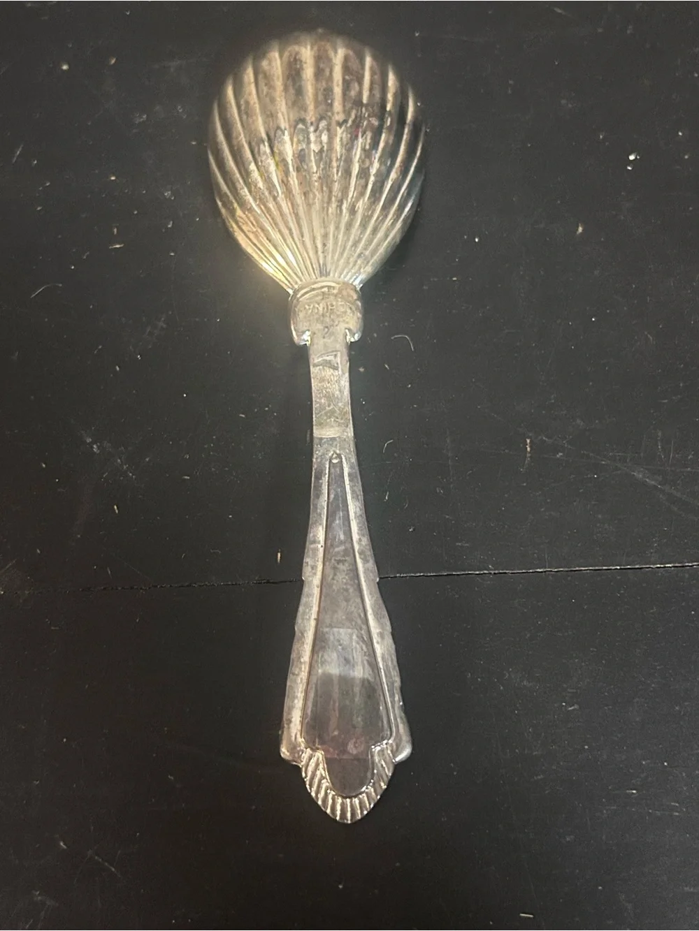 Vintage Silverplate Pineapple Serving Spoon 5.5” Acorn Handle
